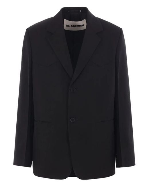 Jil Sander Black Single-Breasted Blazer for men