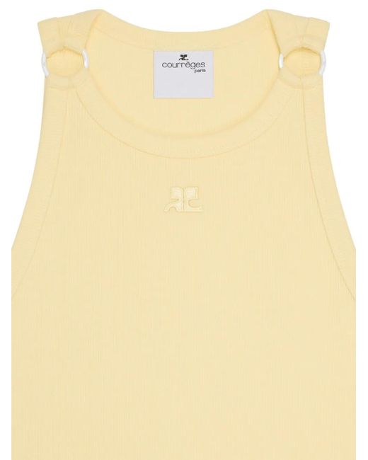 Courreges Yellow Buckle-Detail Ribbed Tank Top
