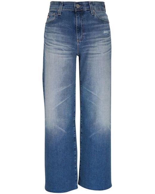 AG Jeans Blue High-rise Straight-leg Jeans