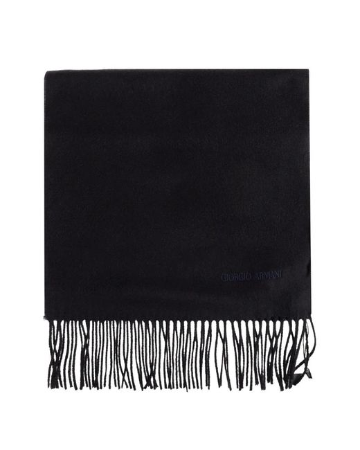 Giorgio Armani Black Fringed Cashmere Scarf for men