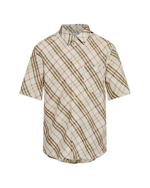 Burberry White Check Short-Sleeve Shirt for men