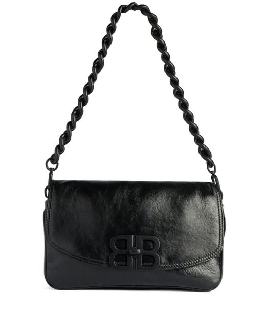 Balenciaga Black Logo-plaque Leather Shoulder Bag