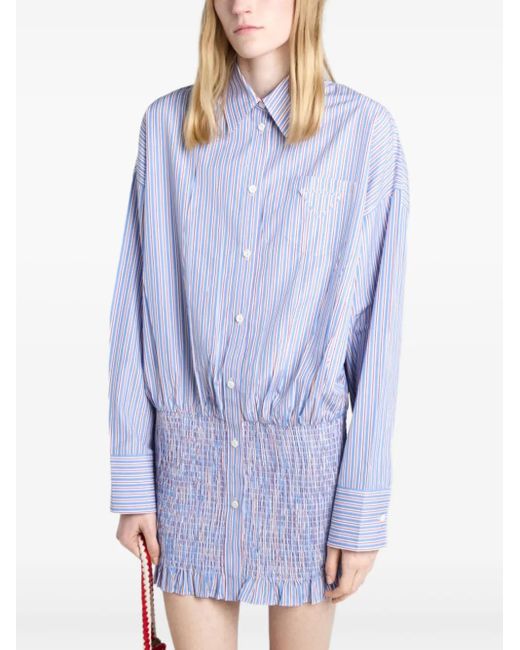 Prada Gestreept Katoenen Blouse in het Blue