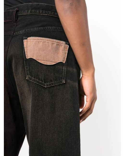 Maison Mihara Yasuhiro Black W-Combined Straight-Leg Jeans for men