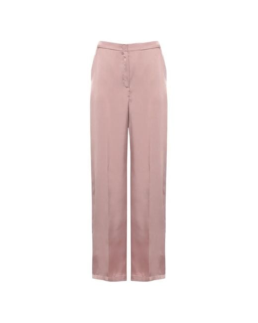 Emme Pink Satin-Finish Pressed-Crease Trousers