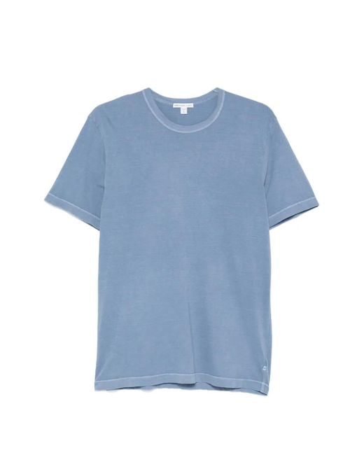 James Perse Blue Crew-Neck Short-Sleeved T-Shirt for men