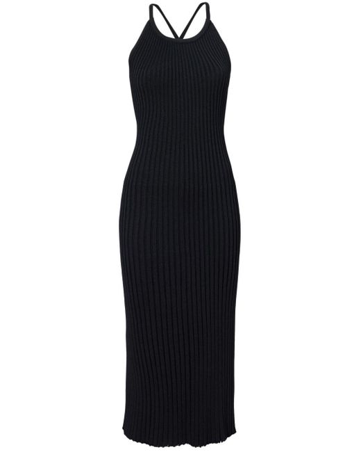 Proenza Schouler Black Vida Ribbed-knit Midi Dress