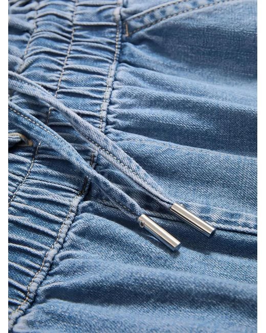 Veronica Beard Nessie Dolphin Denim Shorts Met Elastische Taille in het Blue