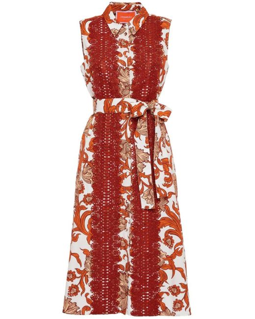 LaDoubleJ Red Tootsie Lace-panelling Midi Dress
