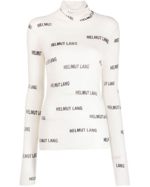 Helmut Lang Logo-print Wool Top in White