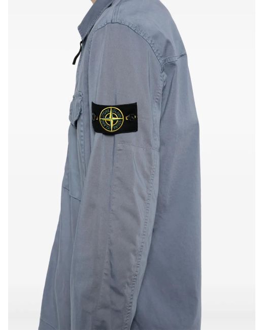 メンズ Stone Island コンパスバッジ シャツジャケット Blue