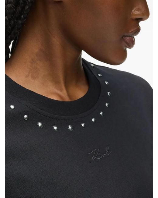 Karl Lagerfeld Black Signature Baseballkappe Mit Nieten