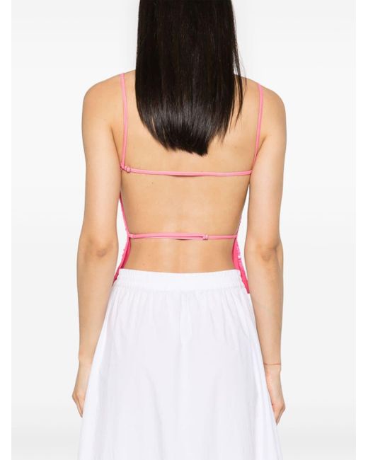 P.A.R.O.S.H. Pink Sequin-Embellished Open-Back Top