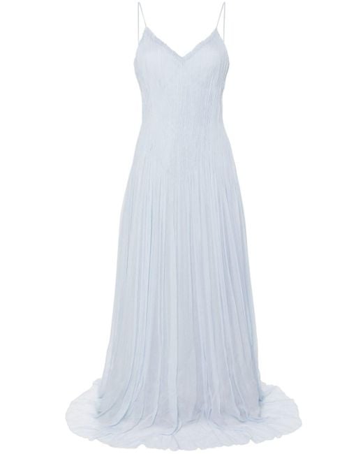 Ermanno Scervino White Pleated Silk Gown