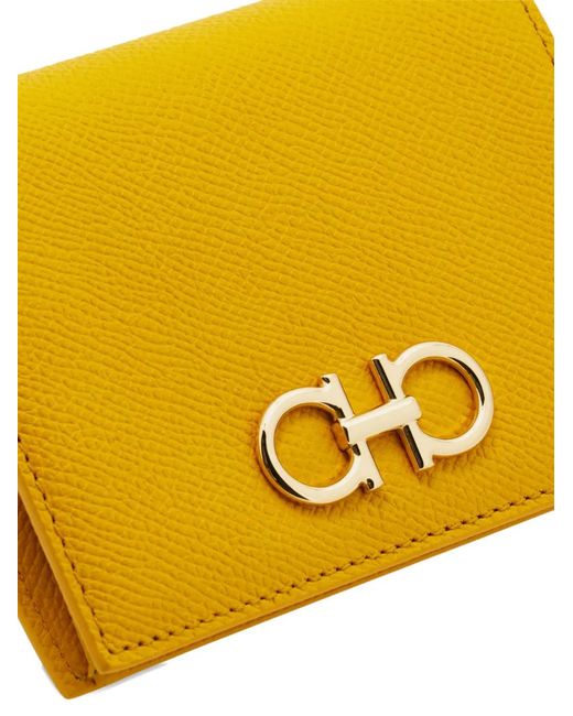 Ferragamo Yellow Gancini Compact Wallet