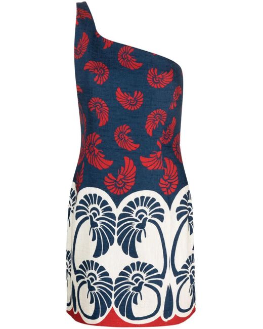 LaDoubleJ Blue Palmetto Placée-Print Minidress