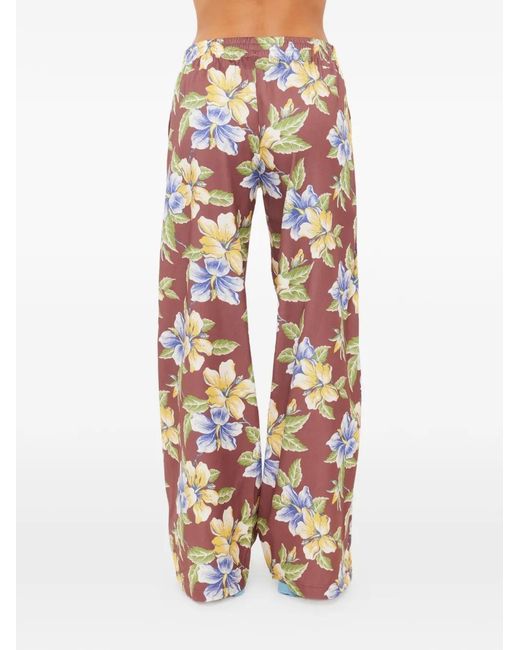 The Upside White Isla Juliet Floral-Print Side-Stripe Track Pants