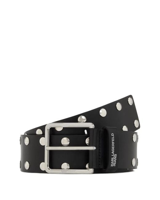 Karl Lagerfeld Black Stud-Embellished Belt