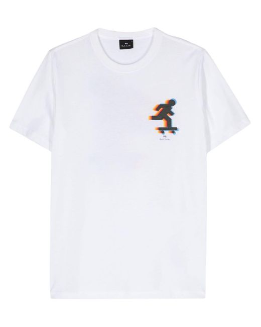 PS by Paul Smith White Skater-print Cotton T-shirt for men