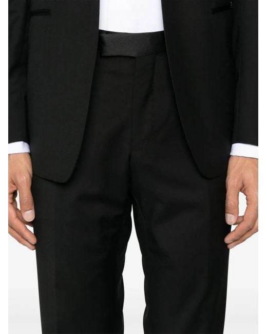 Tagliatore Black Satin-Trim Suit for men