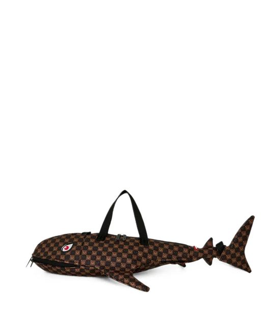 Sprayground Brown Shark Bubble Check Holdall for men