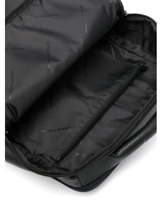 Piquadro Black Logo-plaque Laptop Backpack for men