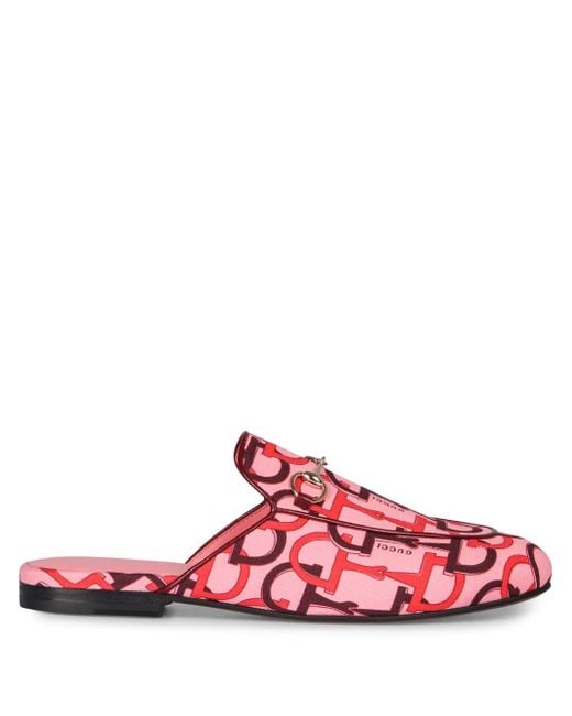 Gucci Pink Horsebit Monogram Mules