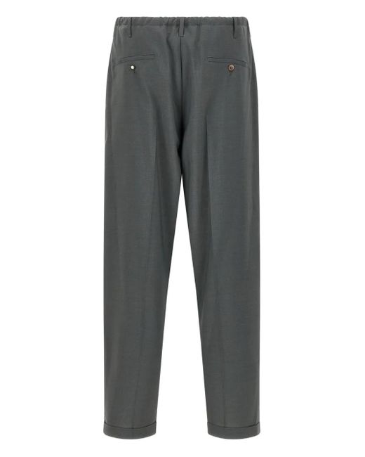 Magliano Gray Pleated-Front Turn-Up Trousers for men