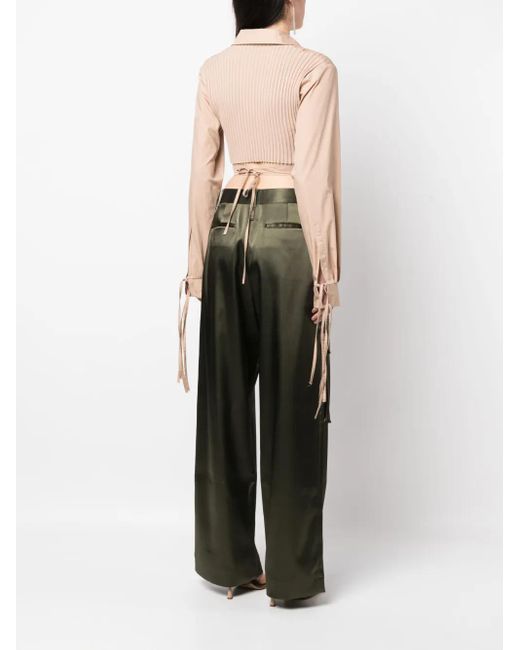 ANDREADAMO White Cropped Wrap Blouse