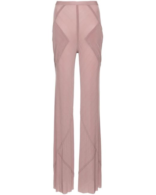 Rick Owens Pink Seam-detailed Flared Trousers