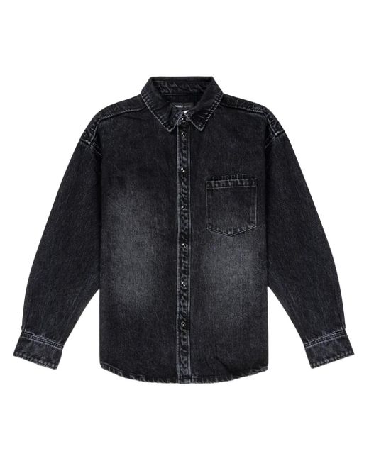 Purple Brand Blue Long-Sleeve Denim Shirt for men