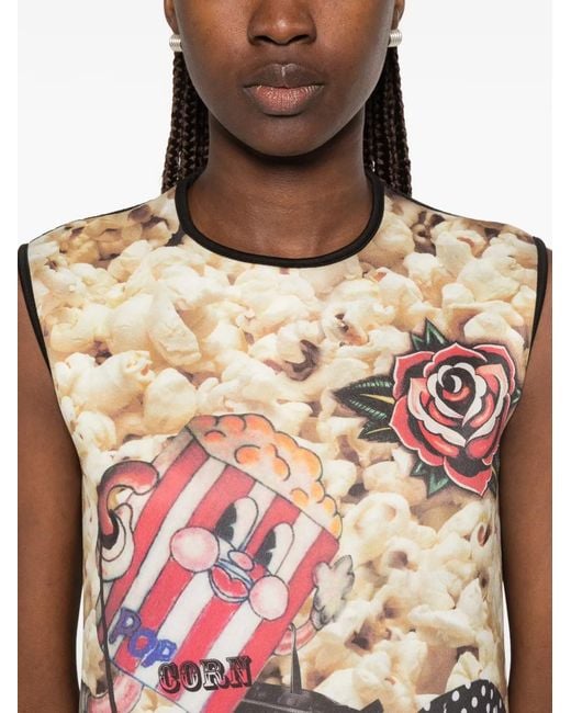 The Artistylist White Popcorn-Print Sleeveless Mini Dress
