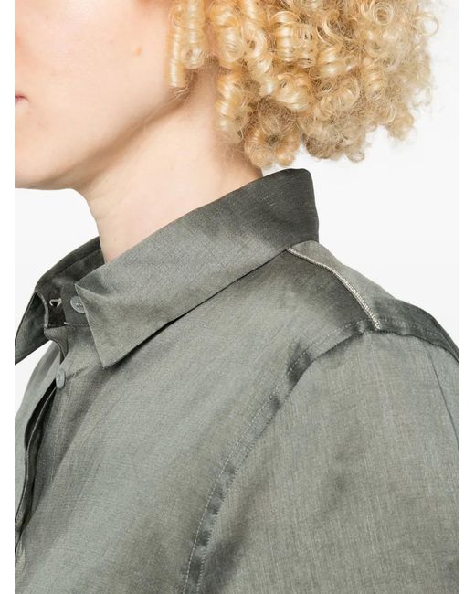 Peserico Gray Jewel-Trim Shirt