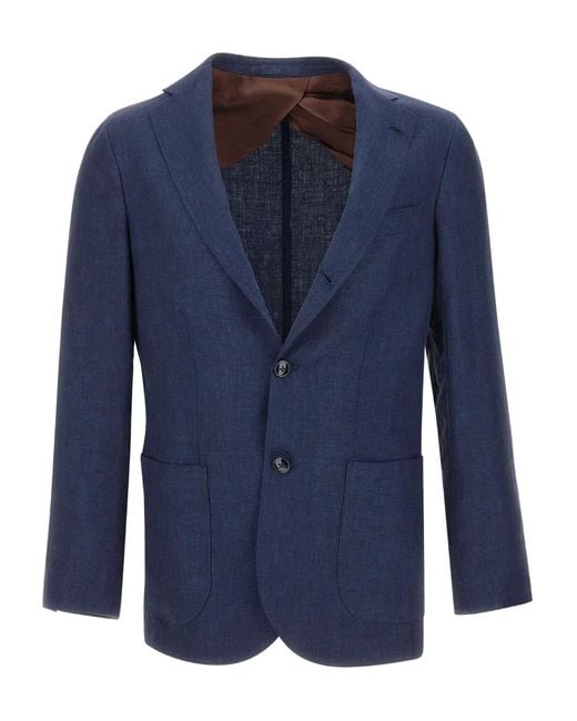 Barba Napoli Blue Button Blazer for men