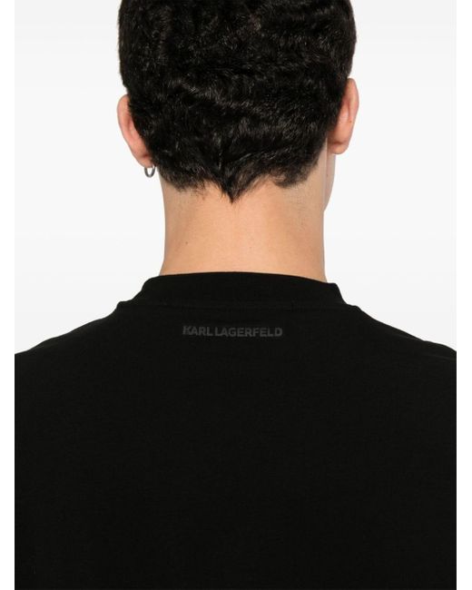 Karl Lagerfeld Black Logo-tape T-shirt for men
