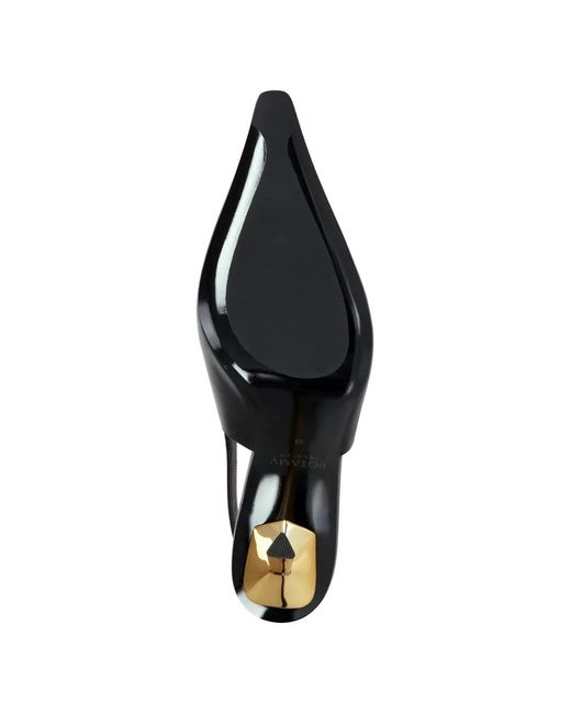 POTAMY Black Buckle Leather Pumps