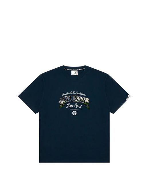 Aape By A Bathing Ape Blue Graphic-Print T-Shirt for men