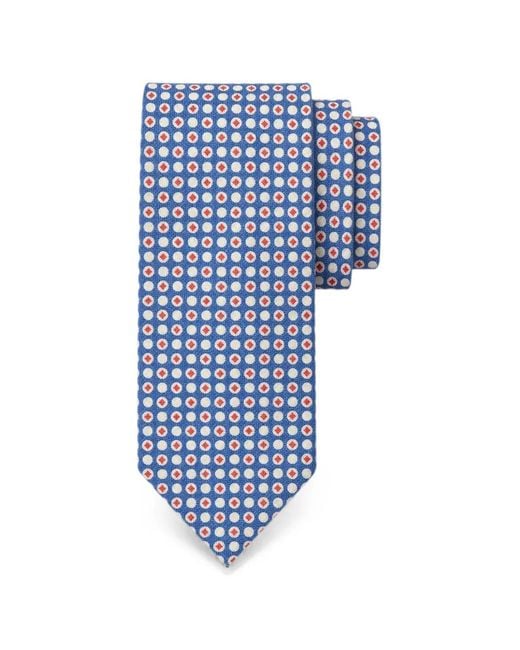 Fefe Blue Geometric-Print Pointed Tie for men