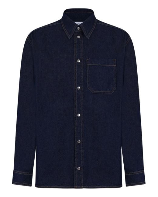 Maison Kitsuné Hemd mit geknöpfter Tasche in Blue für Herren