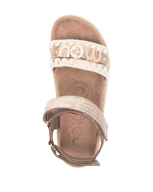 Mou Brown Rope Logo-lettering Leather Sandals