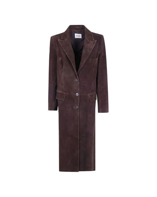 Arma Purple Single-Breasted Suede Coat