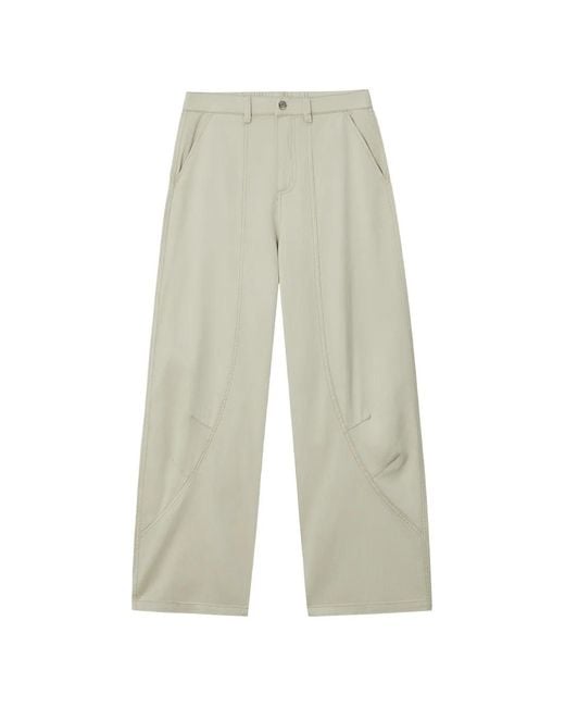 Mini Cream White Seam-Detail Wide-Leg Trousers