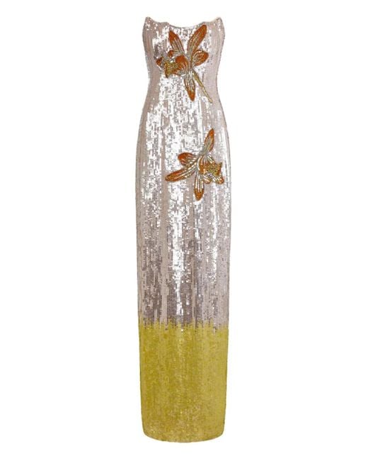 Markarian Metallic Esperanza Sequin Strapless Dresse