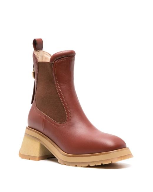Moncler Brown Gigi 70mm Leather Chelsea Boots