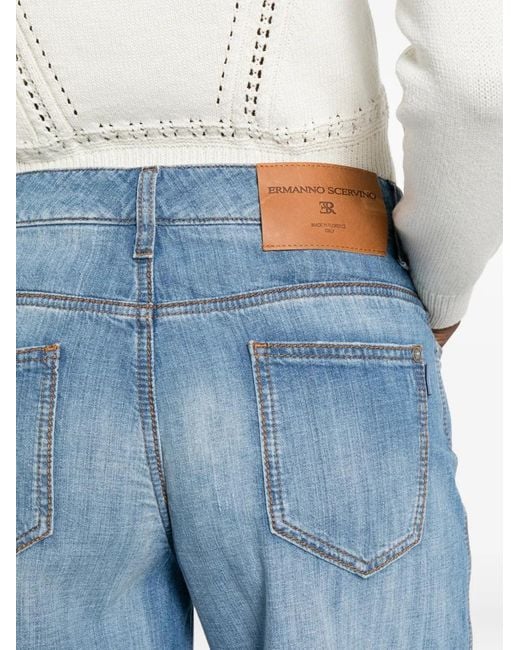 Ermanno Scervino Blue Wide-Leg Logo-Patch Jeans