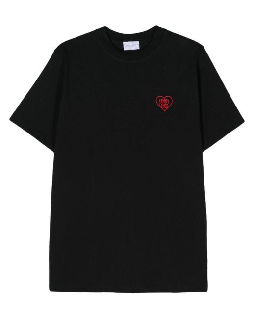 FAMILY FIRST Black Embroidered-logo Cotton T-shirt for men