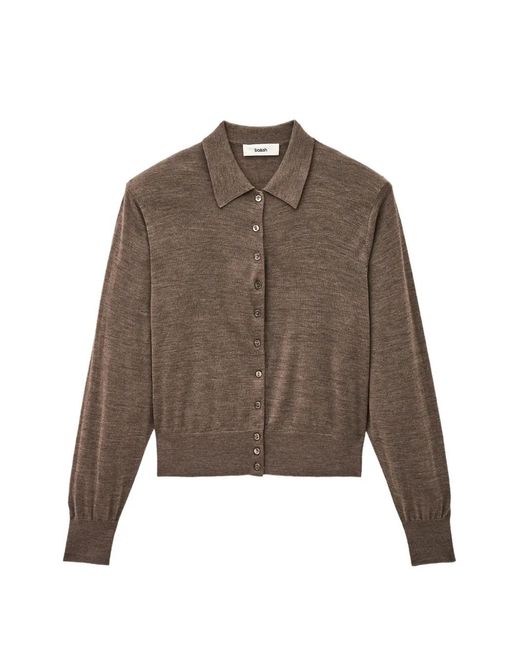 Ba&sh Brown Boston Button-Up Collared Cardigan