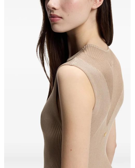 HUGO Natural Ribbed-Knit Sleeveless Dress