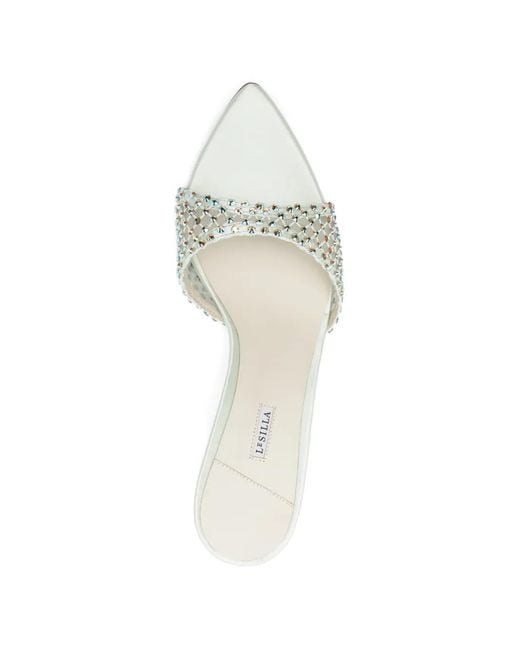 Le Silla White Embellished-Strap Sandals