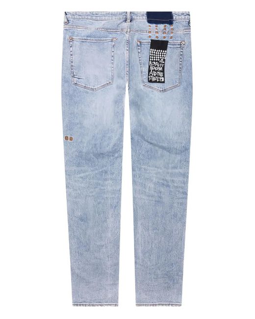Ksubi Blue Van Winkle Embroidered-Patch Jeans for men